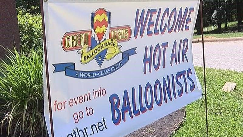 Signs setup around Gregg Co. for the Great Texas Balloon Race, which kicks-off July 21, 2015.