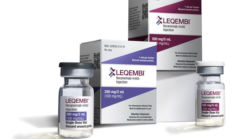 FILE - This image provided by Eisai in January 2023 shows vials and packaging for their...