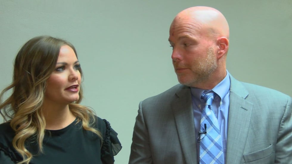 Jima Hill,(l) and her attorney Ryan Deaton after Monday's court proceedings