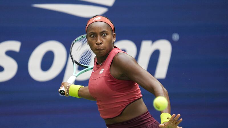 Coco Gauff, of the United States, during the second round of the U.S. Open tennis...